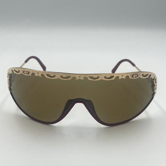Vintage Christian Dior 2501 Sunglasses Gold Tone Red Frame Brown Polarized Lens - Picture 1 of 13